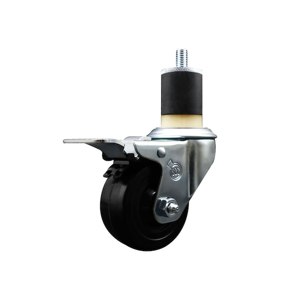 3'' SS Hard Rubber Swivel 1-7/8'' Expand Stem Caster Total Lock Brake